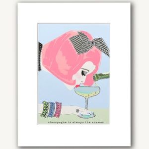 Framed champagne is always the answer painting